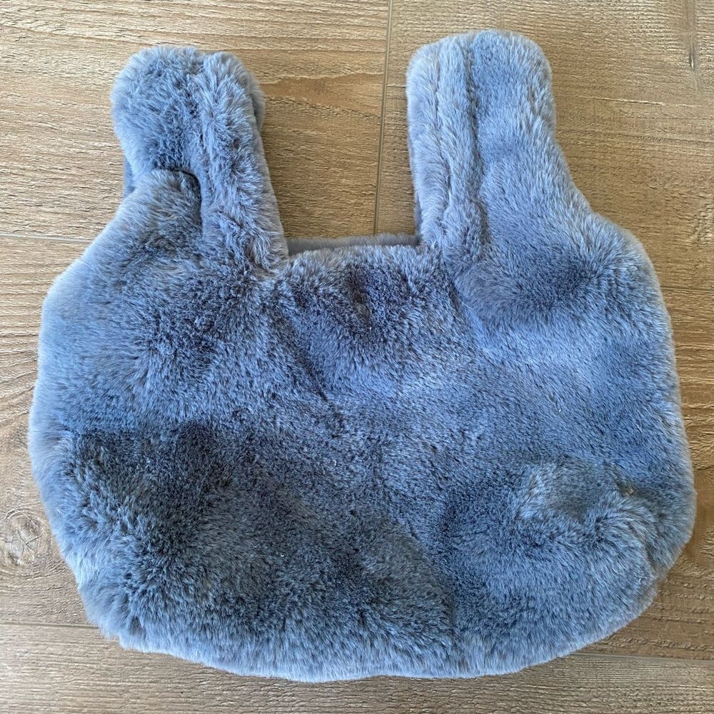 Y2K Grey Faux Fur Mini Tote Bag